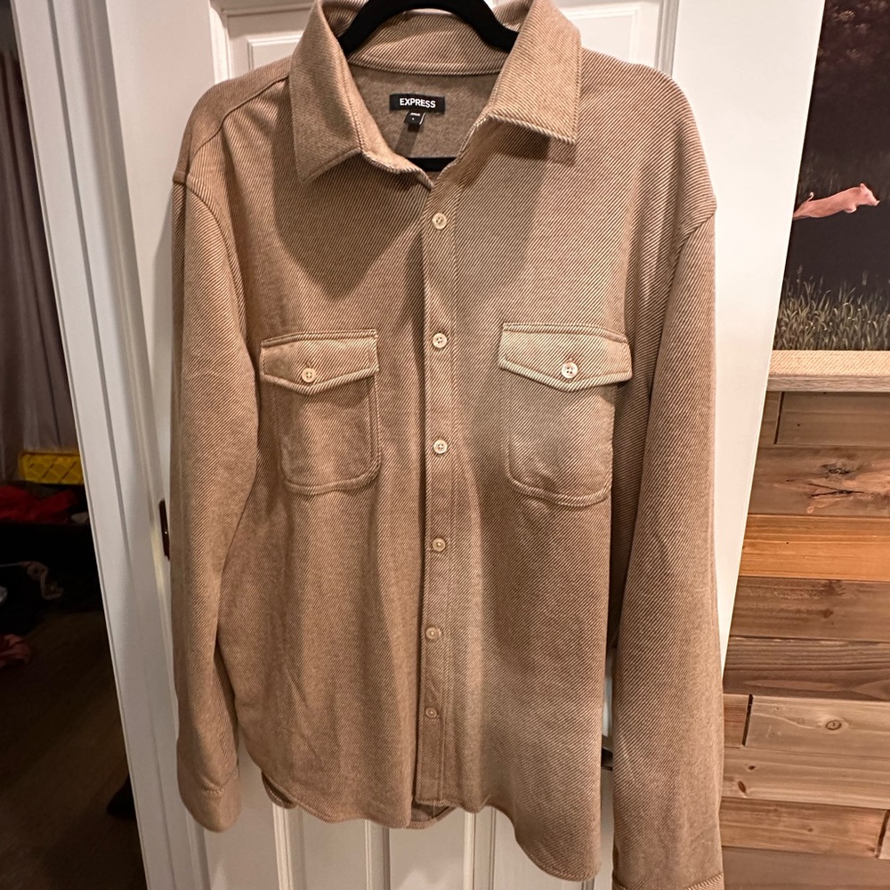 Express Tan Lightweight Shirt Jacket